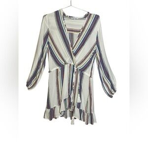 Blue Island Multicolor Striped Wrap Blouse woman’s Size S